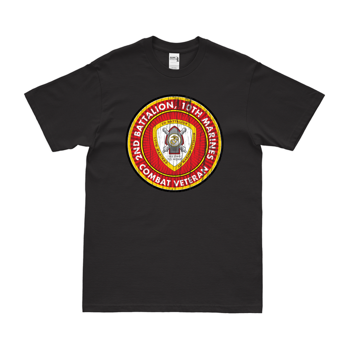 2nd Bn 10th Marines (2/10 Marines) Combat Veteran T-Shirt Tactically Acquired Black Distressed Small