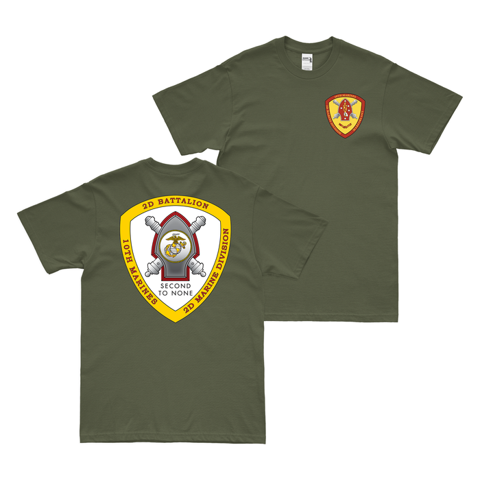 Double-Sided 2-10 Marines 10th Marine Regiment T-Shirt Tactically Acquired Military Green Small 