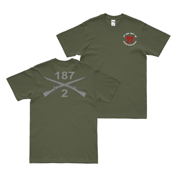 Double-Sided 2-187 IR Crossed Rifles T-Shirt Tactically Acquired Military Green Small 