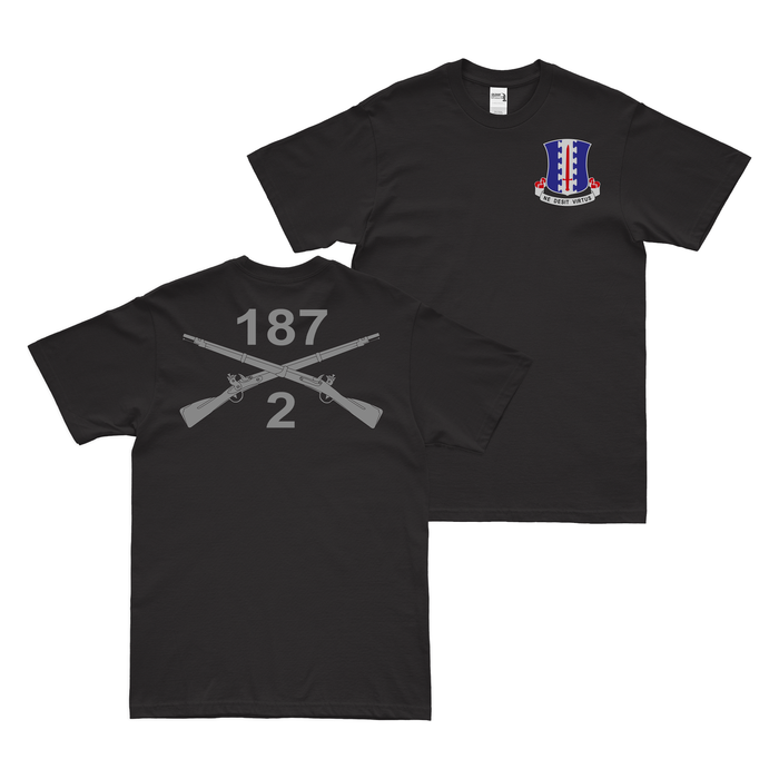 Double-Sided 2-187 Infantry Crossed Rifles T-Shirt Tactically Acquired Black Small 