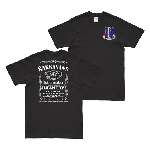 Double-Sided 2-187 Infantry Whiskey Label T-Shirt Tactically Acquired Black Small 