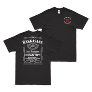 Double-Sided 2-187 Infantry Rakkasans Whiskey Label T-Shirt Tactically Acquired Black Small 