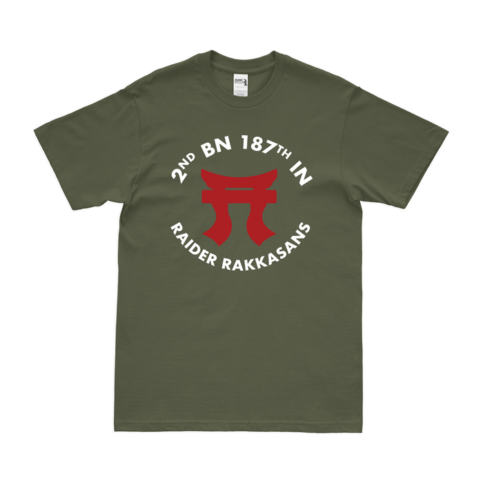 2-187 Infantry 'Raider Rakkasans' Tori T-Shirt Tactically Acquired Military Green Clean Small