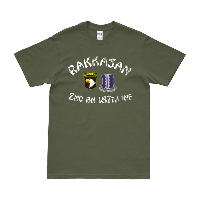 2-187 Infantry Rakkasan Raiders T-Shirt Tactically Acquired Military Green Distressed Small