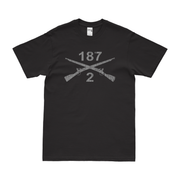 2-187 Infantry Regiment Crossed Rifles T-Shirt Tactically Acquired Black Distressed Small
