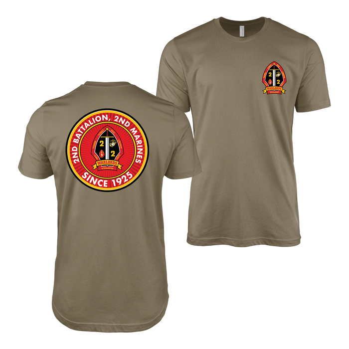 Double-Sided 2/2 Marines Since 1925 Legacy T-Shirt Tactically Acquired Coyote Brown Small 