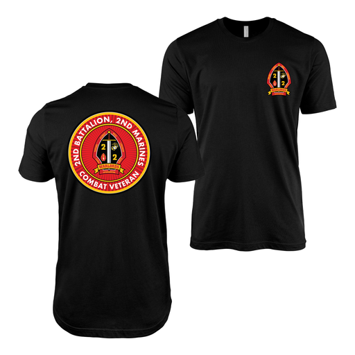 Double-Sided 2/2 Marines Combat Veteran T-Shirt Tactically Acquired Black Small 