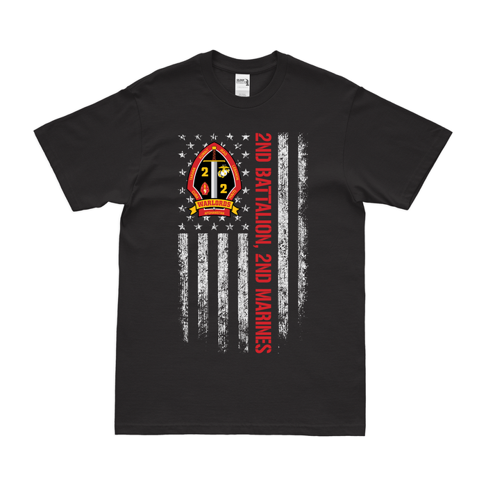 2nd Battalion, 2nd Marines (2/2 Marines) American Flag T-Shirt Tactically Acquired   