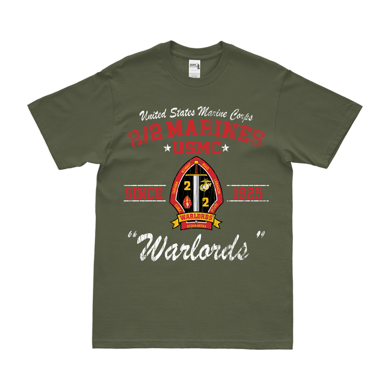 2/2 Marines 'Warlords' Since 1925 USMC Legacy T-Shirt Tactically Acquired   