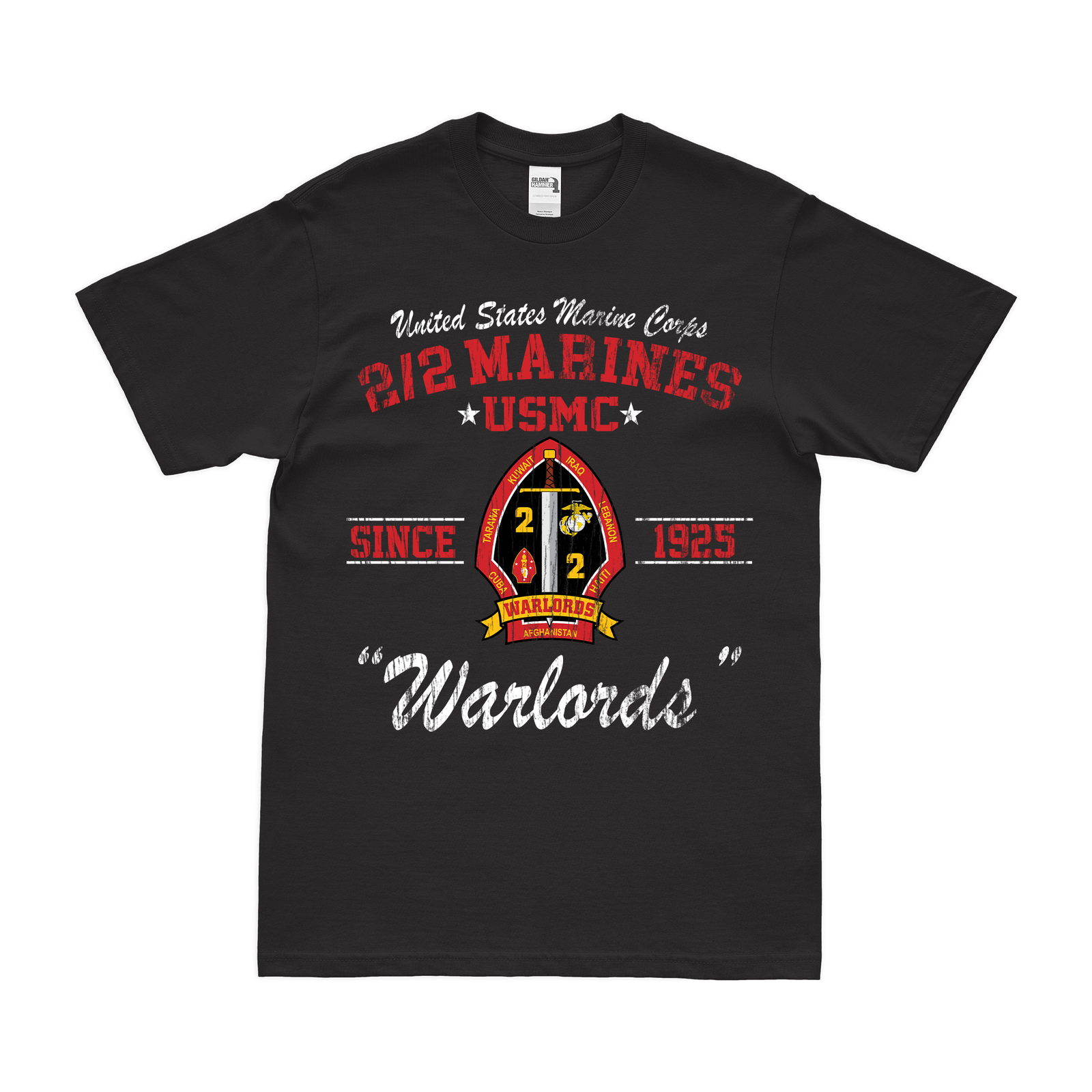 2/2 Marines 'Warlords' Since 1925 USMC Legacy T-Shirt Tactically Acquired   