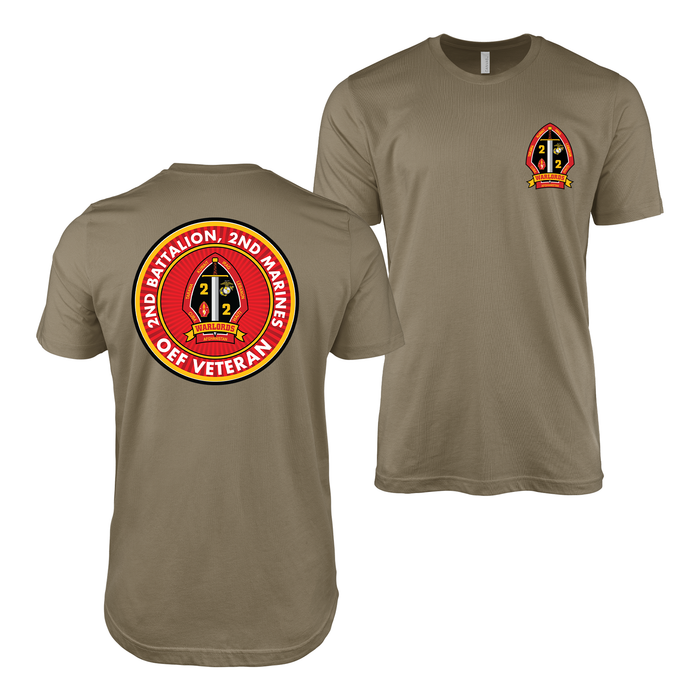 Double-Sided 2/2 Marines OEF Veteran T-Shirt Tactically Acquired Coyote Brown Small 