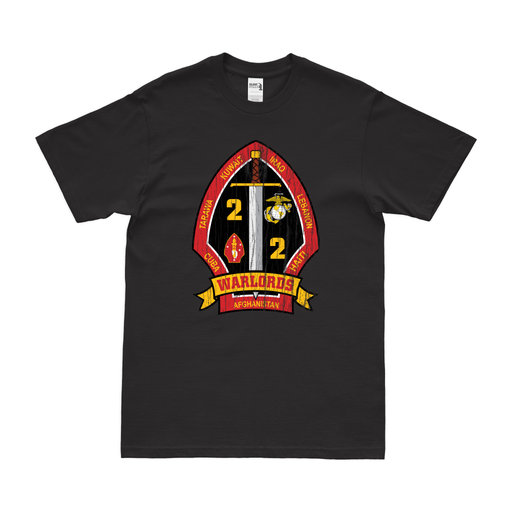 Distressed 2nd Bn 2nd Marines (2/2 Marines) 'Warlords' Logo T-Shirt Tactically Acquired Small Black 