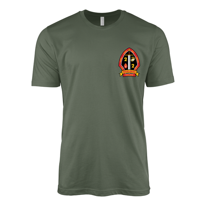 2/2 Marines Logo Left Chest Emblem T-Shirt Tactically Acquired Military Green Small 