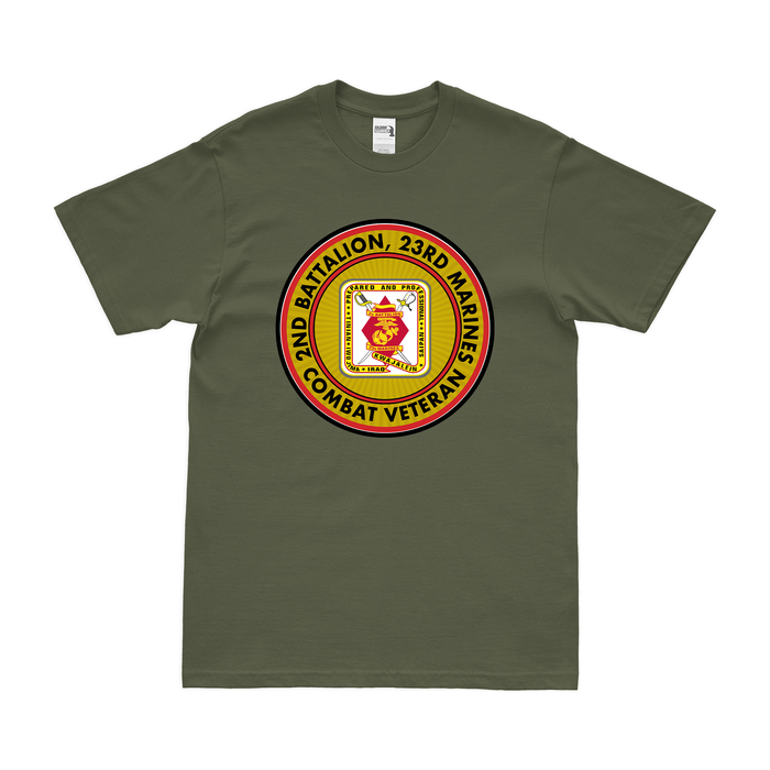 2-23 Marines Combat Veteran T-Shirt Tactically Acquired Military Green Clean Small