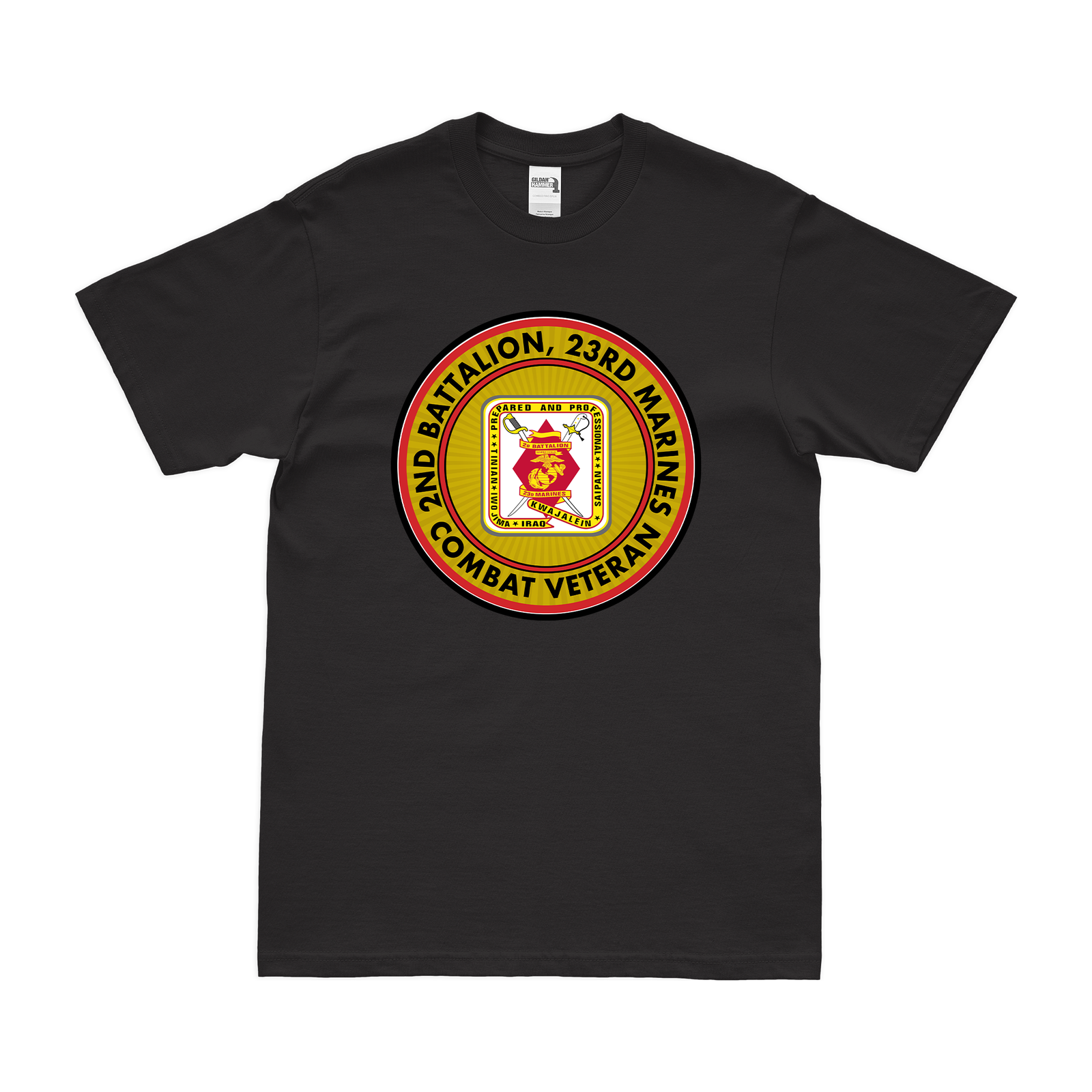 2-23 Marines Combat Veteran T-Shirt Tactically Acquired Black Clean Small