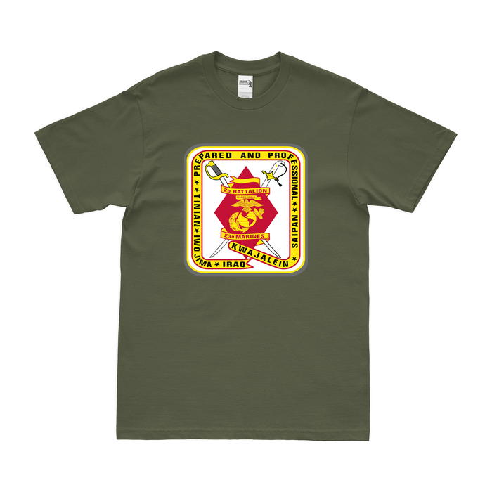 2/23 Marines Unit Logo Emblem T-Shirt Tactically Acquired Military Green Clean Small