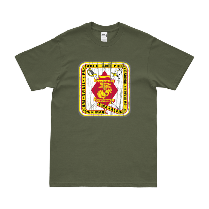 2/23 Marines Unit Logo Emblem T-Shirt Tactically Acquired Military Green Distressed Small