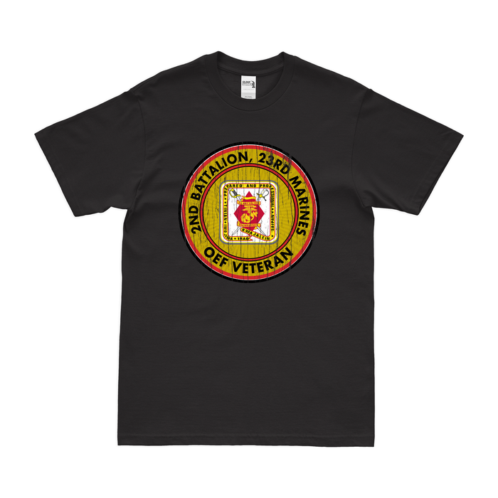 2-23 Marines OEF Veteran T-Shirt Tactically Acquired Black Distressed Small