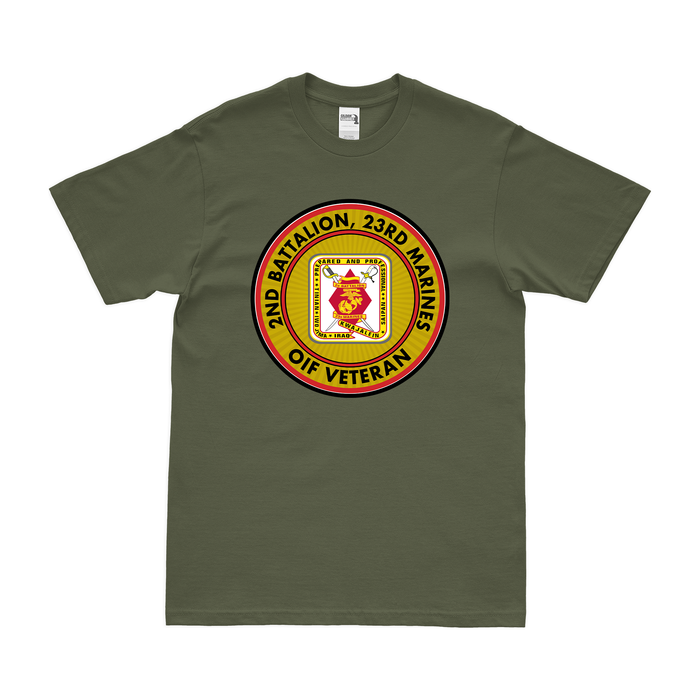 2-23 Marines OIF Veteran T-Shirt Tactically Acquired Military Green Clean Small