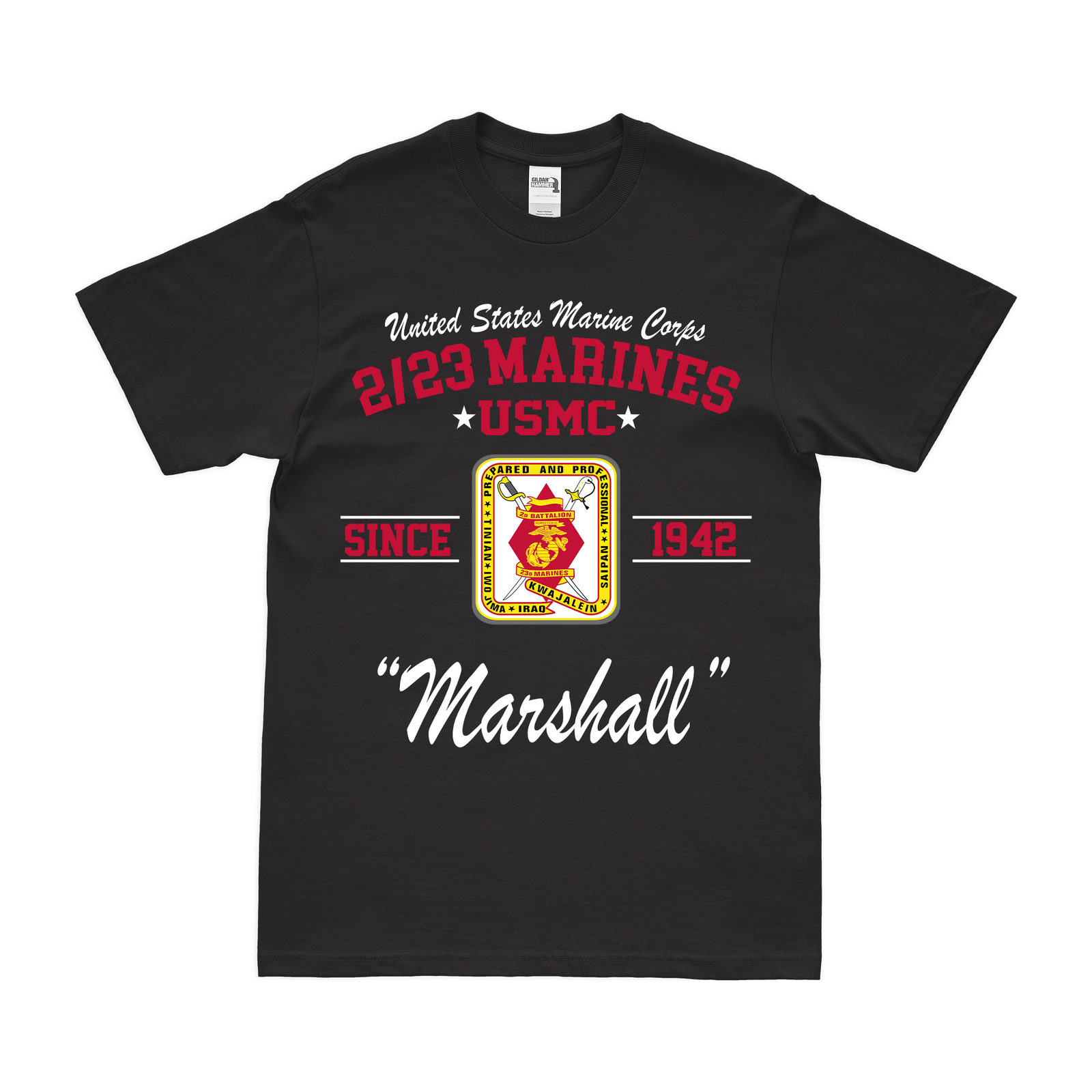 2-23 Marines Since 1942 Unit Legacy T-Shirt Tactically Acquired Black Clean Small