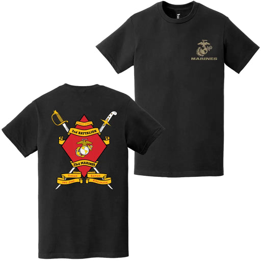 Double-Sided 2/23 Marines Unit Logo EGA T-Shirt Tactically Acquired Small Black 