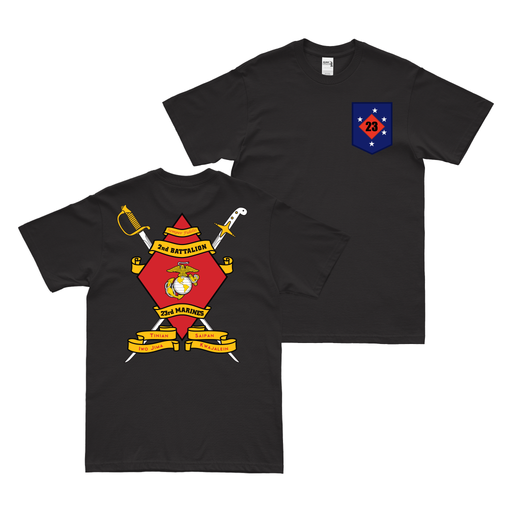 Double-Sided 2-23 Marines 23rd Marine Regiment T-Shirt Tactically Acquired Black Small 