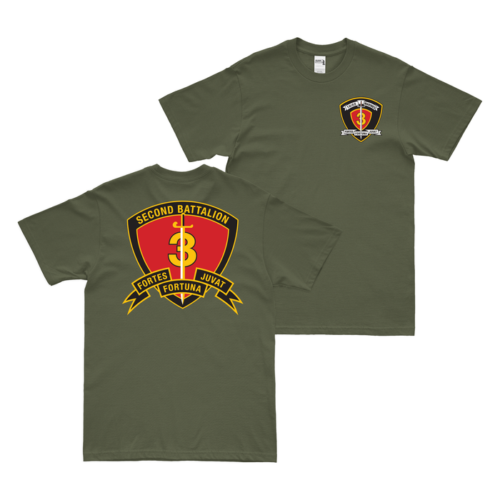 Double-Sided 2-3 Marines 3rd Marine Regiment T-Shirt Tactically Acquired Military Green Small 