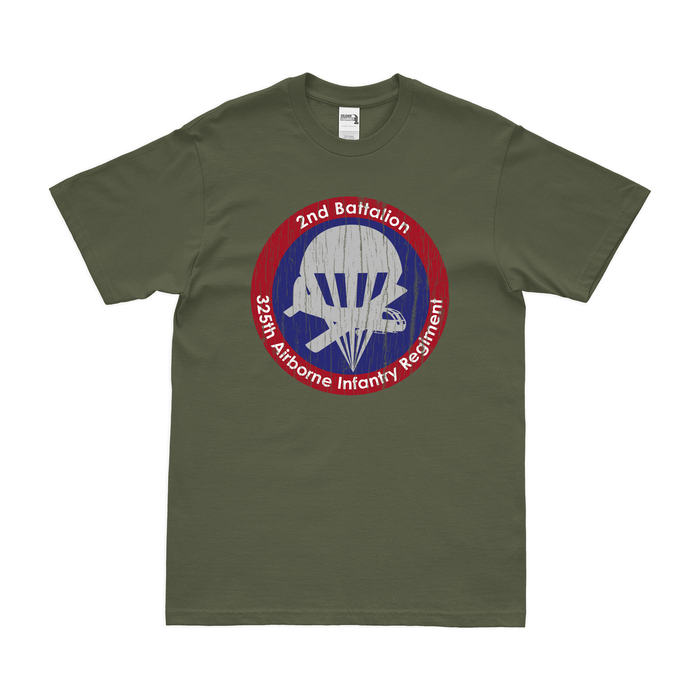 2-325 Airborne Infantry Regiment Logo T-Shirt Tactically Acquired Military Green Distressed Small