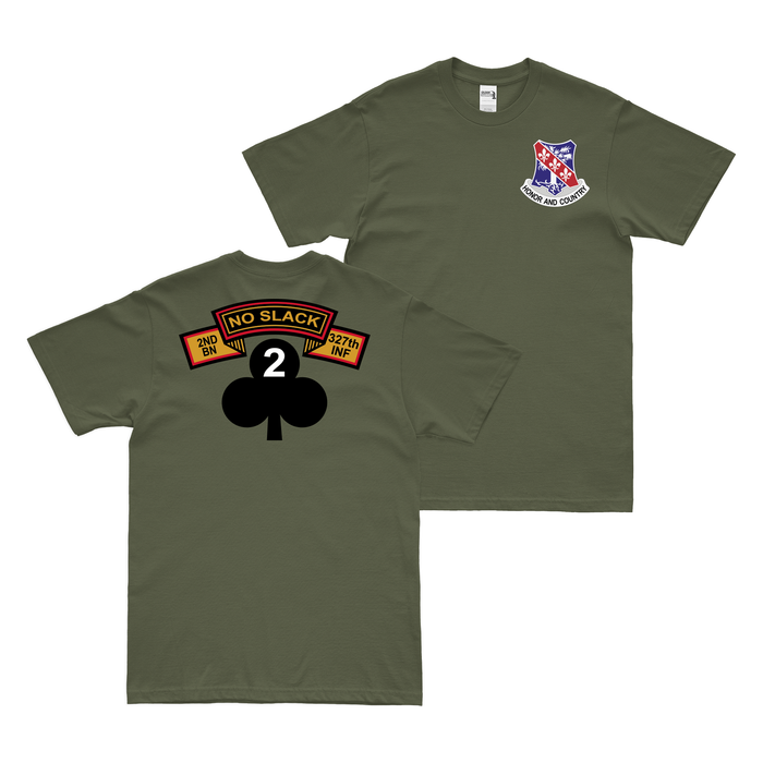 Double-Sided 2-327 Infantry Regiment 'No Slack' T-Shirt Tactically Acquired Military Green Small 