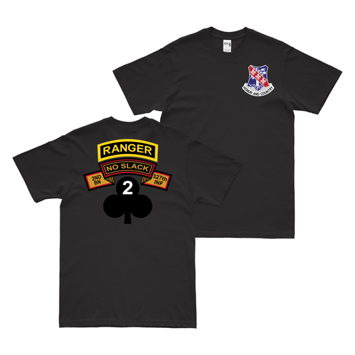 Double-Sided 2-327 Infantry 'No Slack' Ranger Tab T-Shirt Tactically Acquired Black Small 
