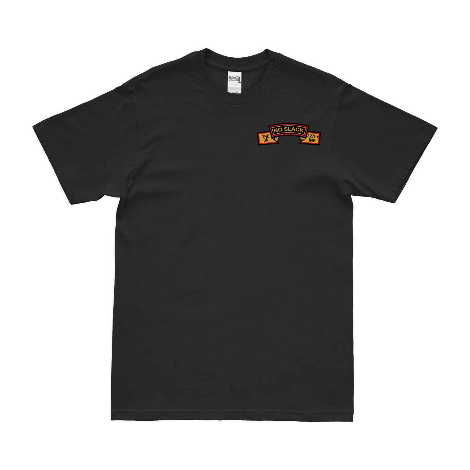 2-327 Infantry Regiment "No Slack" Logo Left Chest T-Shirt Tactically Acquired Small Black 