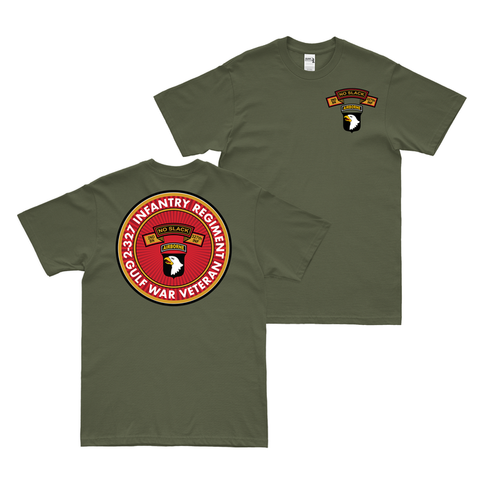 Double-Sided 2-327 IR Gulf War Veteran T-Shirt Tactically Acquired Military Green Small 