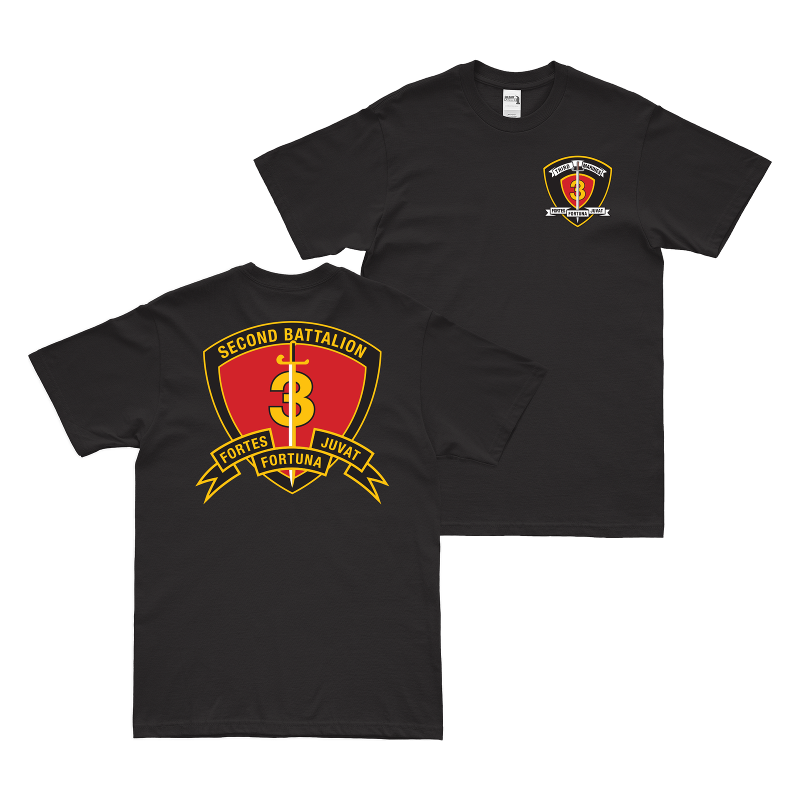 Double-Sided 2-3 Marines 3rd Marine Regiment T-Shirt Tactically Acquired Black Small 