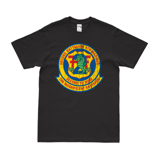 Distressed 2nd Bn 4th Marines (2/4 Marines) Logo T-Shirt Tactically Acquired Small Black 