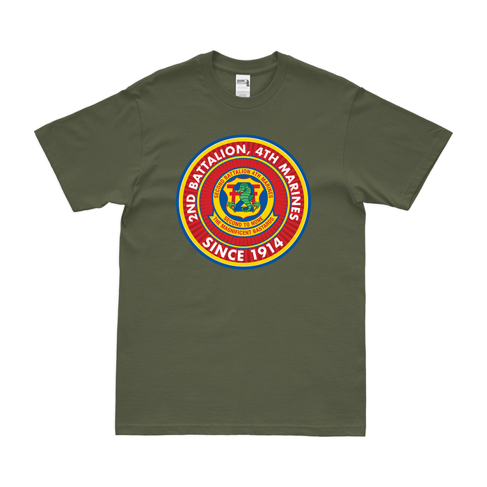 2nd Bn 4th Marines (2/4 Marines) Since 1914 T-Shirt Tactically Acquired Small Clean Military Green