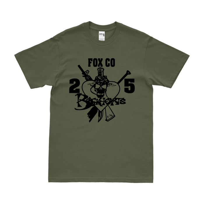 Fox Company 'Blackhearts' 2/5 Marines T-Shirt Tactically Acquired Military Green Clean Small