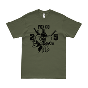 Fox Company 'Blackhearts' 2/5 Marines T-Shirt Tactically Acquired Military Green Distressed Small