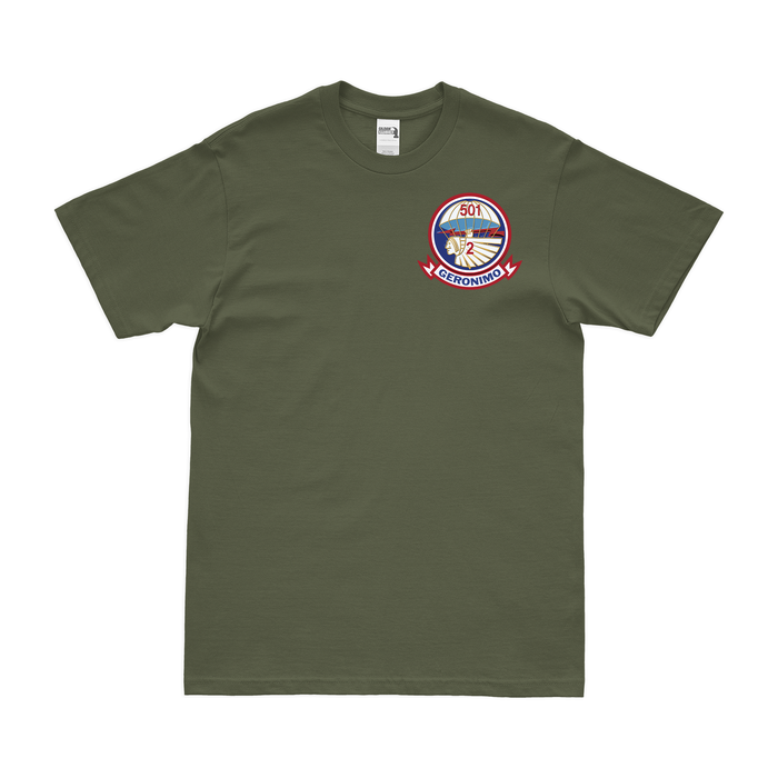 2-501 Parachute Infantry Left Chest Logo T-Shirt Tactically Acquired Military Green Small 