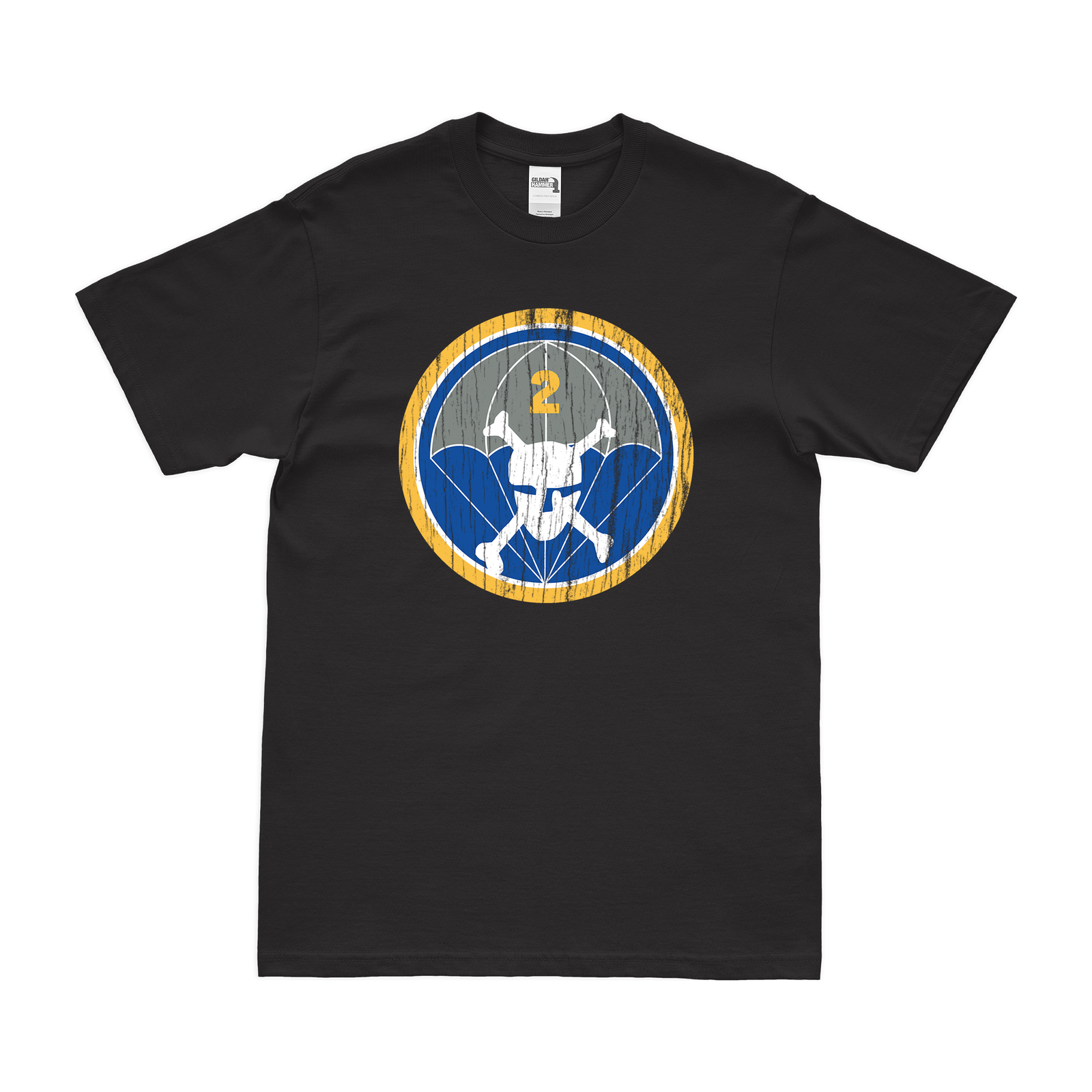 2-504 Airborne Infantry Regiment Logo T-Shirt Tactically Acquired Black Distressed Small