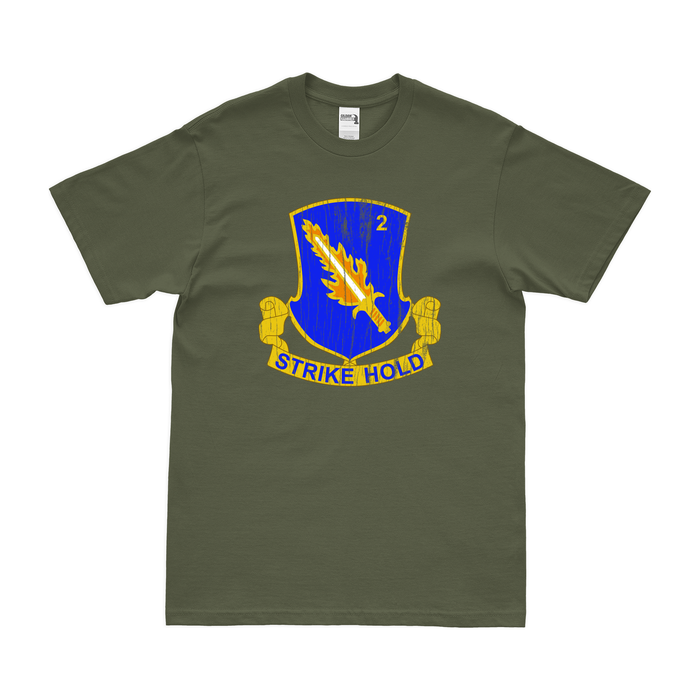 2-504 Infantry Regiment Logo T-Shirt Tactically Acquired Military Green Distressed Small