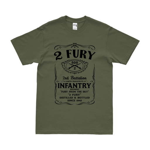 2-508 PIR '2 Fury' Whiskey Label T-Shirt Tactically Acquired Military Green Small 