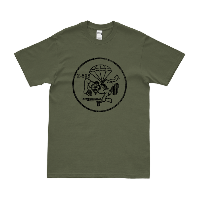 2-508 Parachute Infantry "2 Fury" Butt Devil T-Shirt Tactically Acquired Military Green Distressed Small