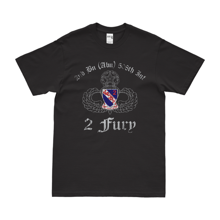 2-508 PIR '2 Fury' Airborne Wings T-Shirt Tactically Acquired Black Distressed Small