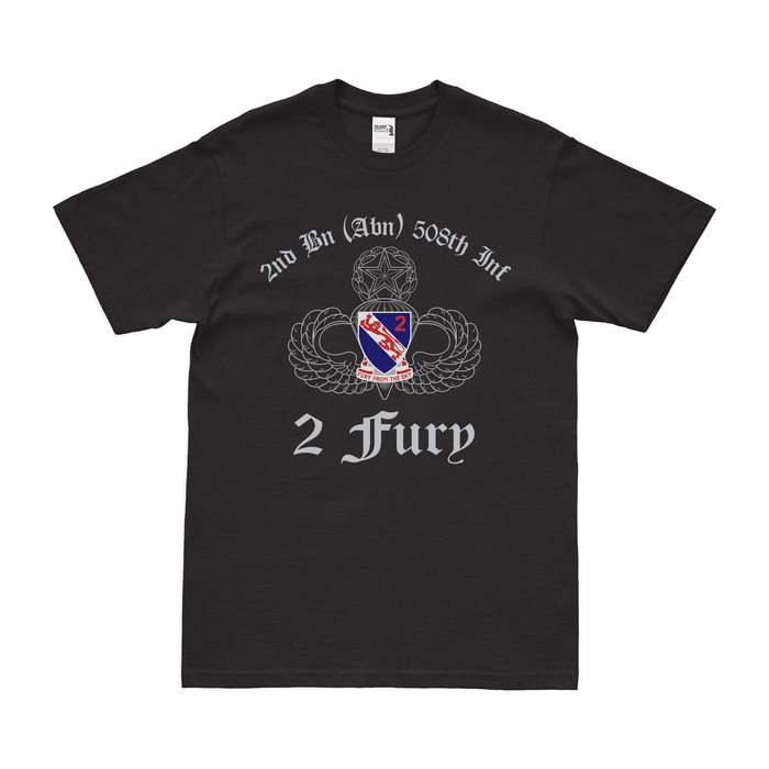 2-508 PIR '2 Fury' Airborne Wings T-Shirt Tactically Acquired Black Clean Small