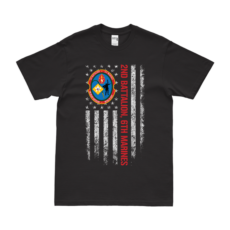 2/6 Marines Logo American Flag T-Shirt