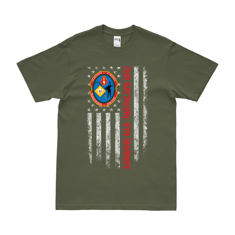 2/6 Marines Logo American Flag T-Shirt