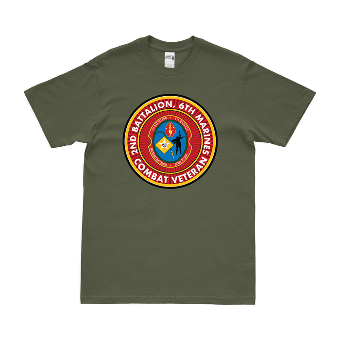 2nd Bn 6th Marines (2/6 Marines) Combat Veteran T-Shirt Tactically Acquired Military Green Clean Small