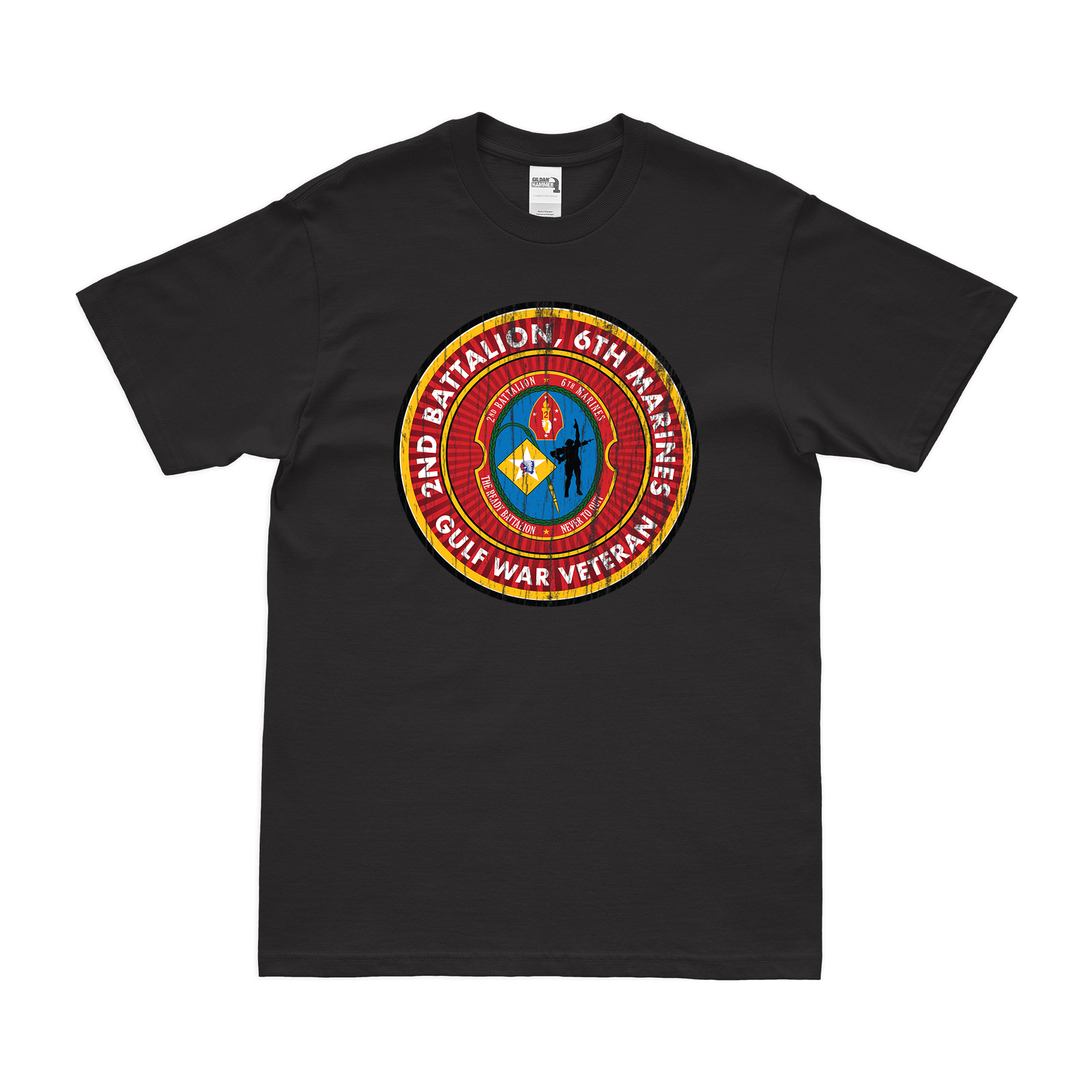 2/6 Marines Gulf War Veteran T-Shirt Tactically Acquired Black Distressed Small