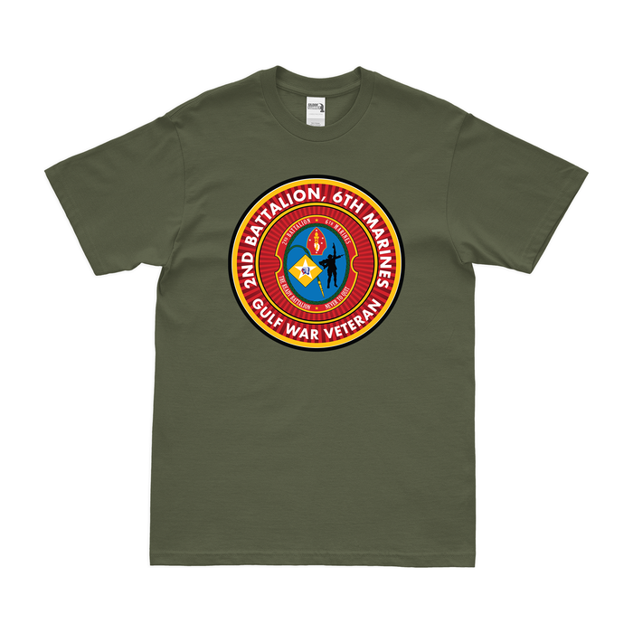 2/6 Marines Gulf War Veteran T-Shirt Tactically Acquired Military Green Clean Small