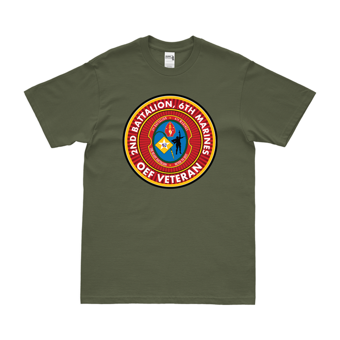 2/6 Marines OEF Veteran T-Shirt Tactically Acquired Military Green Clean Small